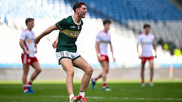 Evan Boyle of Kerry celebrates after his side's victory. Photo by Seb Daly/Sportsfile