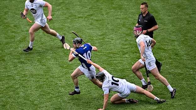 Aidan Corby gets away from Cathal McCabe of Kildare during the 2025 Joe McDonagh Cup final. Photo by Piaras Ó Mídheach/Sportsfile