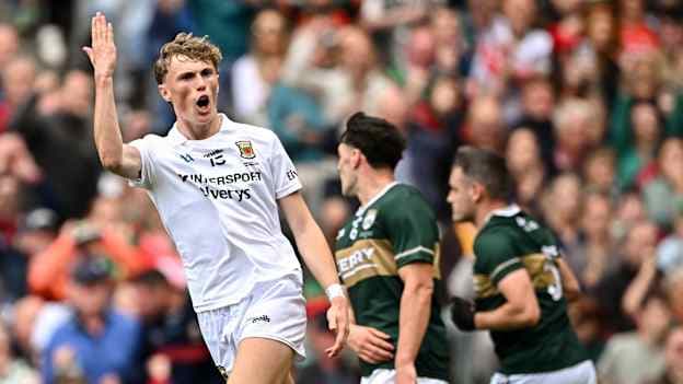 Kobe McDonald gestures to the crowd during the All-Ireland SFC final. Photo by David Fitzgerald/Sportsfile