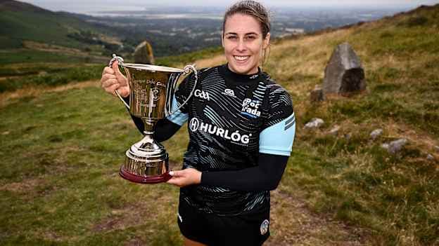 Molly Lynch of Cork, with her cup after winning the senior camogie competition in the M. Donnelly GAA Poc Fada All-Ireland final at Annaverna Mountain in Cooley Peninsula, Louth. Photo by Ben McShane/Sportsfile