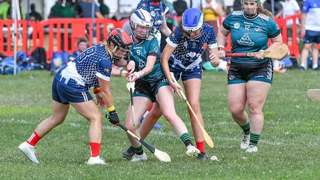 Camogie action from the 2025 USGAA Finals. 