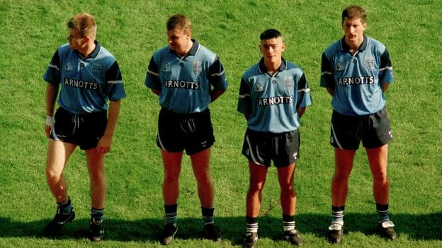 Dessie Farrell, Charlie Redmond, Jason Sherlock, and Mick Galvin pictured ahead of the 1995 Football All-Ireland SFC Final.