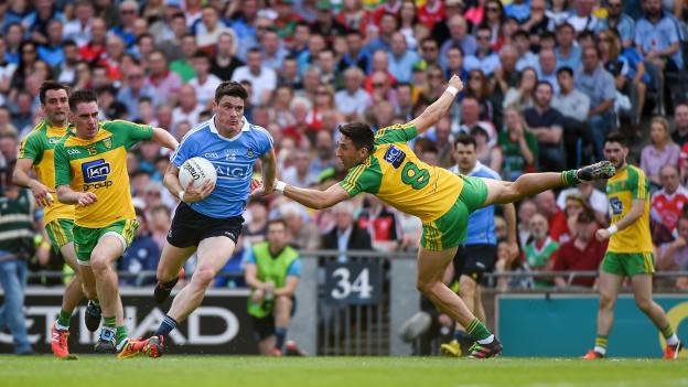 Diarmuid Connolly evades Rory Kavanagh's challenge in the 2016 All Ireland SFC Quarter-Final at Croke Park.