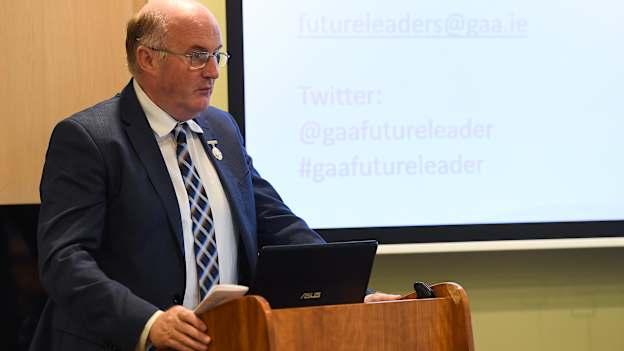 Uachtarán Chumann Lúthchleas Gael John Horan speaking at the GAA/PDST Future Leaders TY Programme Launch at Croke Park.