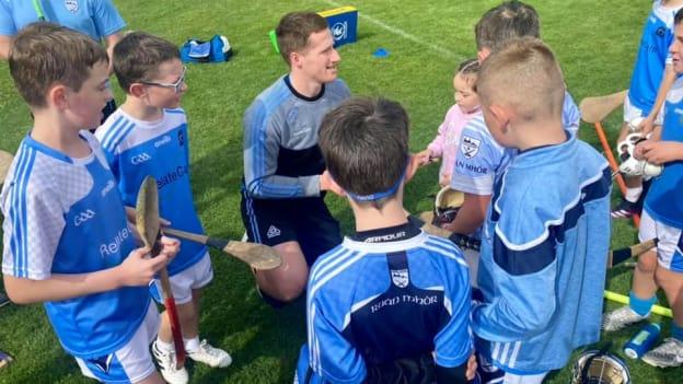 Roanmore senior hurler, Billy Nolan, pictured with members of the club's underage academy. 