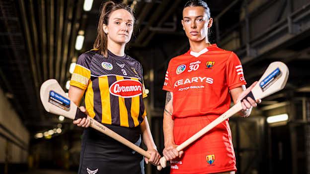 Kilkenny's Claire Phelan alongside Cork's Aisling Thompson ahead of this weekend's Glen Dimplex All-Ireland Senior Camogie decider