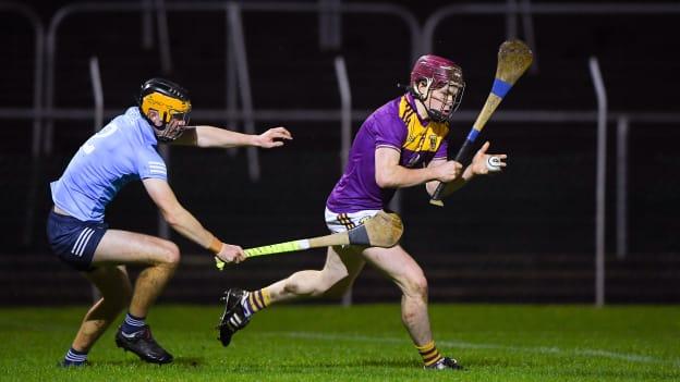 
Sean O'Connor, Wexford, and Tommy Kinnane, Dublin, during the Bord Gais Energy Leinster Under 20 Hurling Championship Semi-Final.