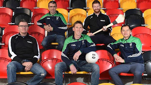 Former GAA players, from left, footballer Colm Nally of Louth, footballer John Doyle of Kildare, footballer Trevor Giles of Meath, hurler Richie Power of Kilkenny, and footballer Jason Sherlock of Dubiln, in attendance as Leinster GAA and GPA announce coa