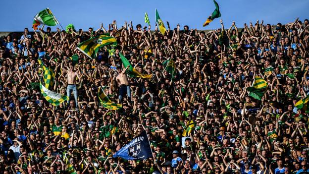 Dublin and Kerry supporters pictured on Hill 16 in Croke Park. 