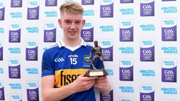 Paddy McCormack of Tipperary with the Electric Ireland Best & Fairest Award after the GAA Hurling All-Ireland Minor Championship Final match between Tipperary and Offaly at UPMC Nowlan Park, Kilkenny.