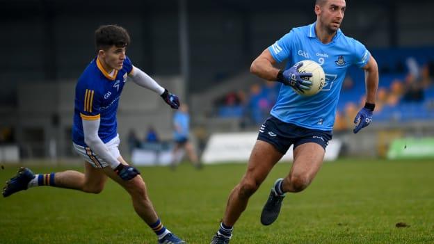 James McCarthy, Dublin, and Iarla O'Sullivan, Longford, in O'Byrne Cup action.