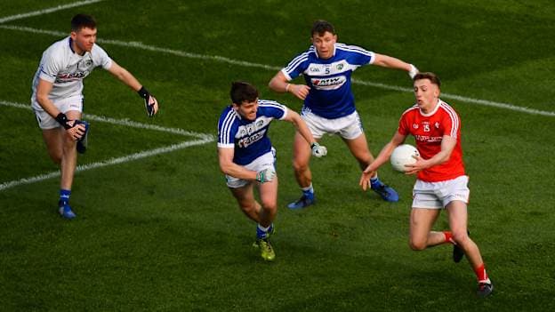 Exciting Louth forward Ryan Burns in Allianz Football League action at Croke Park against Laois last month.
