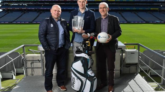 Derek McGrath, Austin Gleeson, and Mickey Harte pictured at the Launch of the 18th Annual KN Group GAA Golf Challenge at Croke Park.