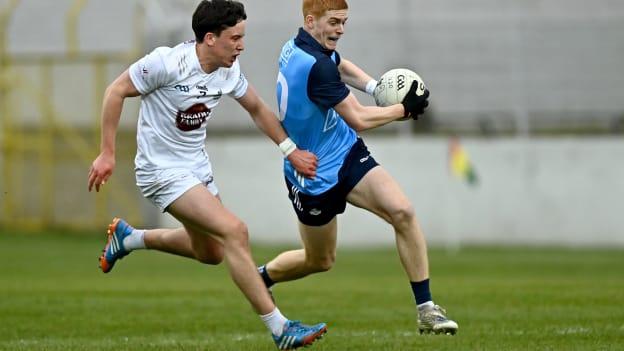 Conor Dolan, Dublin, and Jack McKevitt, Kildare, during the EirGrid Leinster U20 Football Championship Final. Photo by Eóin Noonan/Sportsfile