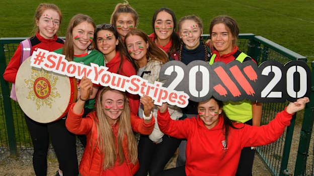 Loreto, Clonmel supporters at the 2019 Lidl All-Ireland Post-Primary Schools Senior A Final match between Loreto, Clonmel, and Scoil Chríost Rí, Portlaoise, at John Locke Park in Callan, Co Kilkenny.