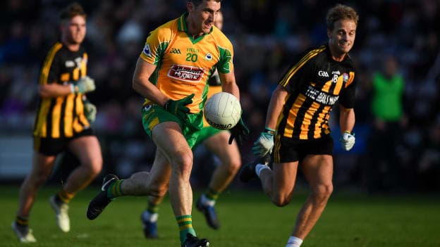 Galway hurler Daithi Burke in action for Corofin against Mountbellew-Moylough's Colm Mannion at Pearse Stadium last Sunday.