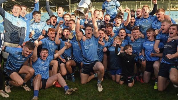 Lee Keegan and his Westport team-mates celebrate with the Moclair Cup after victory over Ballina. 