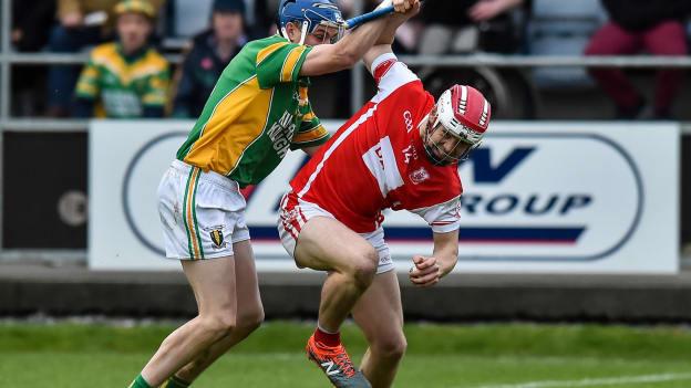 Con O Callaghan, Cuala, and Enda Grogan, Kilcormac-Killoughey, in action during the AIB Leinster Club SHC Final at O Moore Park.
