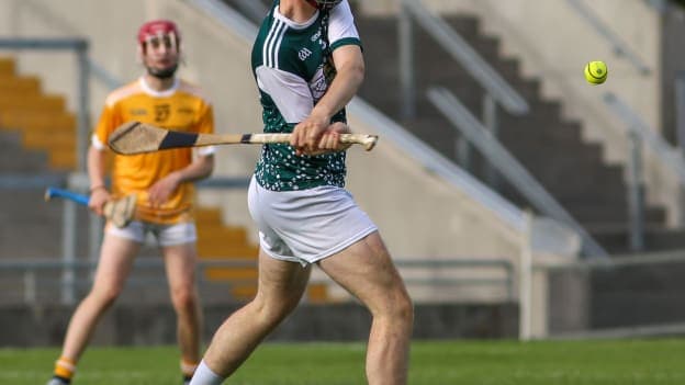 Kildare Cadets' Jack Mulvihill scores a point against Antrim in the 2019 Celtic Challenge. 