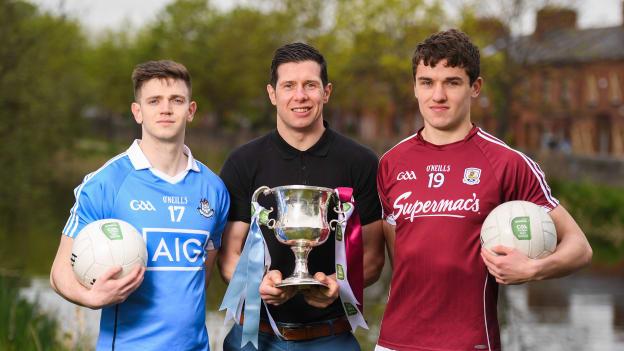 EirGrid U21 Football Ambassador Sean Cavanagh, Tyrone, with Dublin U21 co-captain Cillian O Shea and Galway U21 captain Michael Daly.