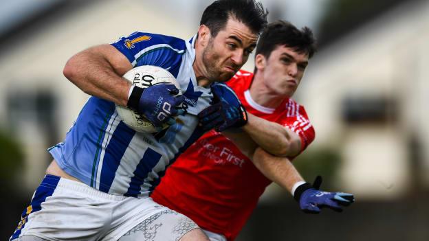 Michael Darragh Macauley of Ballyboden St Enda's in action against Ciaran Kyne of Clontarf during the Dublin County Senior Football Championship Round 1 match between Ballyboden St Endas and Clontarf at Pairc Uí Mhurchu in Dublin. 
