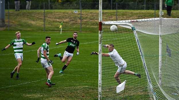 Luke Connolly nets a goal for Nemo Rangers against Valley Rovers in the Cork Senior Football Championship.
