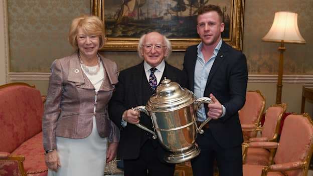 Davy Glennon pictured with President Michael D Higgins and his wife Sabina.