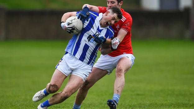 Ryan Basquel, Ballyboden St Enda's and Kevin Carr, Newtown Blues, in AIB Leinster Club SFC Quarter-Final action at the Gaelic Grounds.