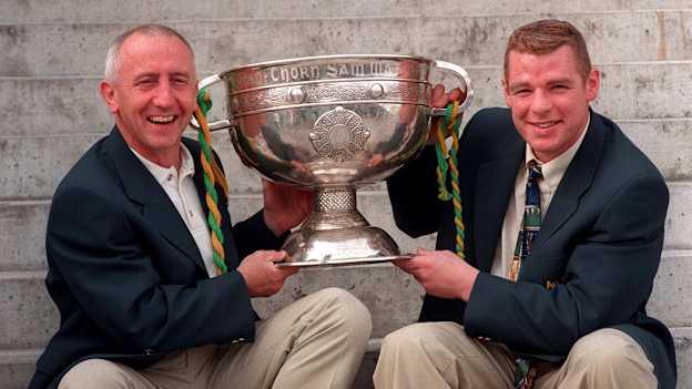 Meath's Tommy Dowd with bainisteoir Sean Boylan after winning the All-Ireland in 1996