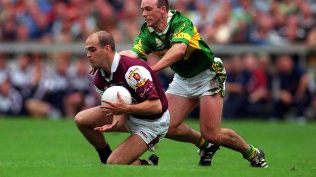 Ray Silke, Galway, and Johnny Crowley, Kerry, during the drawn 2000 All Ireland SFC Final.