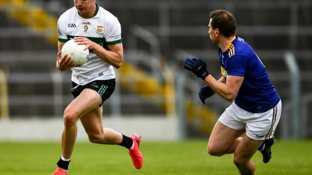Conal Kennedy, Tipperary, and Niall Donnelly, Wicklow, in Allianz Football League action at Semple Stadium.