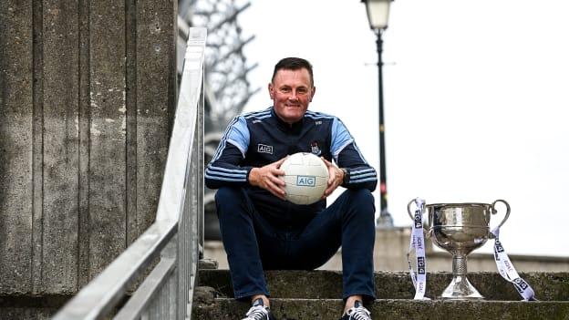 Dublin manager Mick Bohan during an AIG-LGFA media event with Croke Park in the background. He is looking forward to welcoming 40,000 fans into Croke Park for Sunday’s All-Ireland final. AIG is the official insurance partner of the LGFA and also announced a new 15% discount off car insurance for all LGFA members at www.aig.ie/lgfa. 