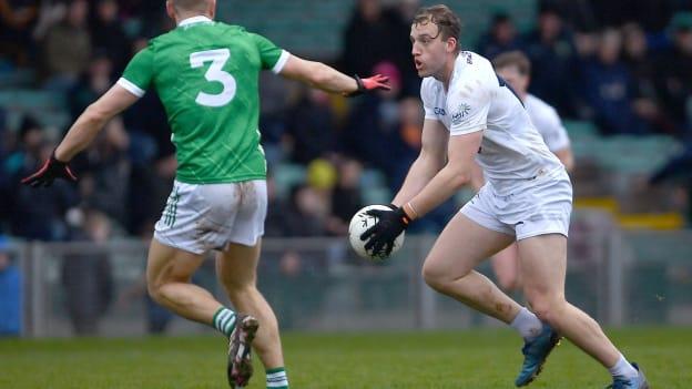 Darragh Kirwan, Kildare, and Seán O'Dea, Limerick, in Allianz Football League action. Photo by Tyler Miller/Sportsfile