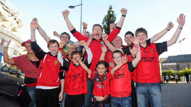 Patrick Kielty pictured with Down supporters ahead of the 2010 All-Ireland SFC Semi-Final against Kildare at Croke Park.