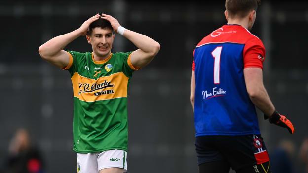 Jack Heslin of Leitrim reacts during the Connacht GAA Football Senior Championship quarter-final match between New York and Leitrim at Gaelic Park in New York, USA. Photo by David Fitzgerald/Sportsfile.