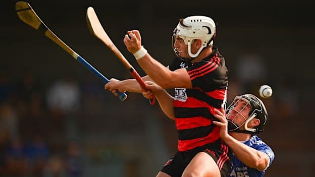 Dessie Hutchinson of Ballygunner in action against Conor Gleeson of Fourmilewater during the Waterford Senior Hurling Club Championship Quarter-Final match between Ballygunner and Fourmilewater at Fraher Field in Dungarvan, Waterford. 