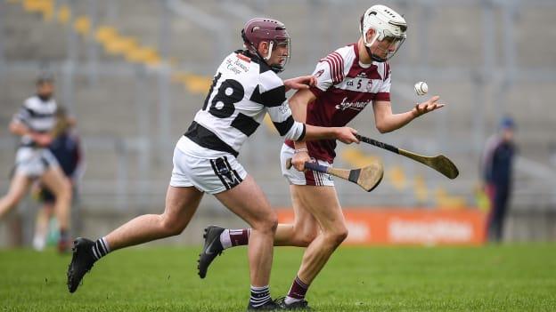 Oisin Salmon, Presentation Athenry, and Darragh Maher, St Kieran's College, Kilkenny during the Masita All Ireland A Post Primary Final at Bord Na Mona O'Connor Park.