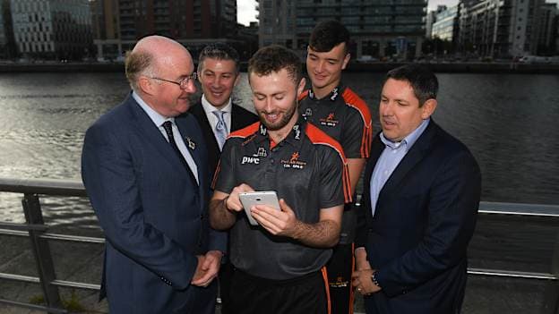 Pictured left to right are Uachtarán Chumann Lúthcleas Gael, John Horan, GPA National Executive Committee member, Colin Moran, Dublin footballer Jack McCaffrey, Limerick hurler Kyle Hayes, and Enda Mc Donagh, Partner and Head of Assurance, PwC Ireland.