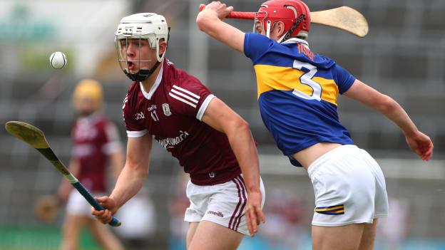 Rory Burke, Galway, and Aaron O'Halloran, Tipperary in Electric Ireland MHC action.