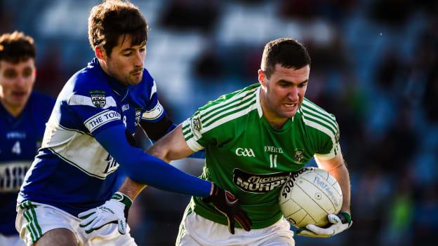 Eddie Heavey of Moorefield in action against Conor Boyle of Portlaoise during the 2017 AIB Leinster Club SFC Quarter-Final. 