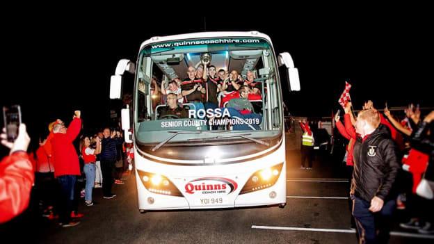 The victorious Rossas' team bus makes its way into Magherafelt.