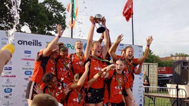The St Finbarrs players celebrate winning the U-18 Girls Football Cup.
