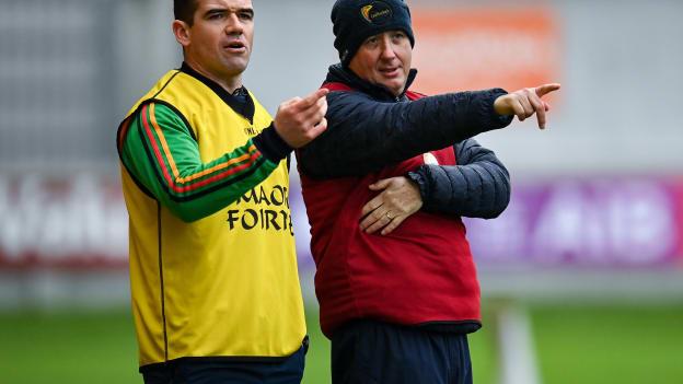 Carlow selector Ger Brennan and manager Niall Carew.