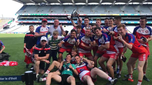 New York Freedom footballers celebrate after winning the Native Born Football Championship in Croke Park. 