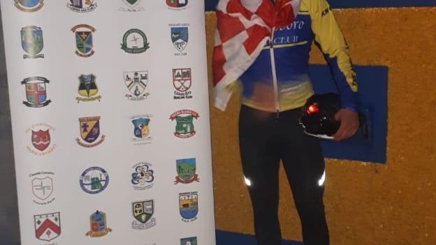 Fintan McCormack pictured outside Dr Hyde Park on Saturday evening following his 355km cycle throughout the county.
