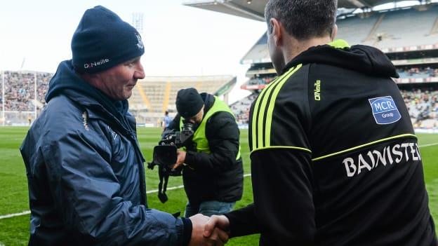 Jim Gavin and Rory Gallagher following the Allianz Football League semi final.