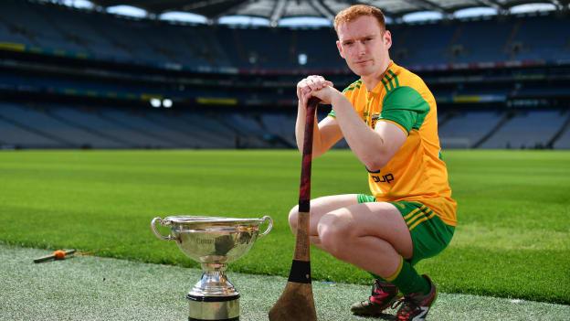 Donegal and Carndonagh hurler, Padraig Doherty, pictured at Croke Park with the Nickey Rackard Cup in 2018.