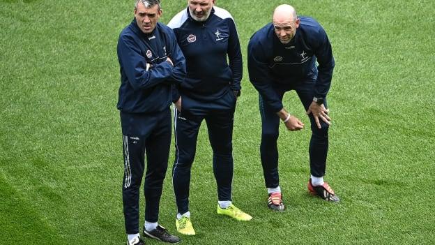 Johnny Doyle pictured alongside Kildare manager Glen Ryan and selector Dermot Earley.