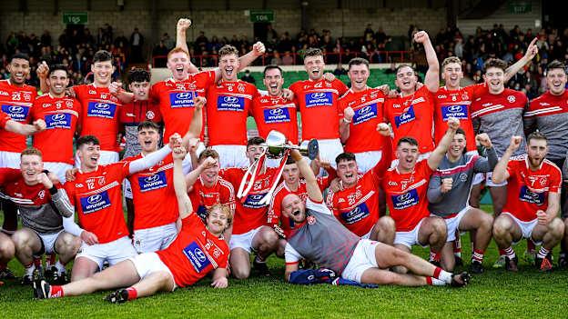 Mungret St Paul's players celebrate with the cup after the 2021 Limerick Premier Intermediate Hurling Championship Final match between Mungret St Paul's and Cappamore at TUS Gaelic Grounds in Limerick. Photo by Piaras Ó Mídheach/Sportsfile