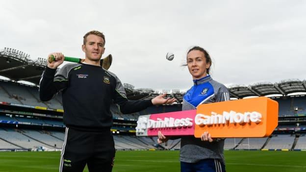 Noel McGrath of Tipperary, left, and Sharon Courtney of Monaghan in attendance during the launch of the Drink Less, Gain More campaign, and GAA/HSE Health Theme Day, at Croke Park in Dublin in 2018.